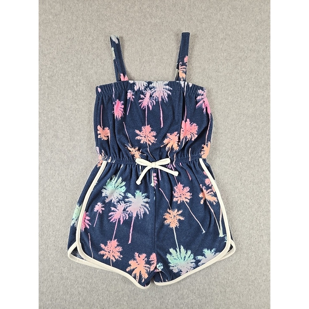 SO Brand Shorts Romper Girl Size Small Navy Blue Tropical Print Summer Beach NEW